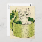 Vintag Retro Kitten Saint Patrick's Day Postkarte (Vorne/Hinten)
