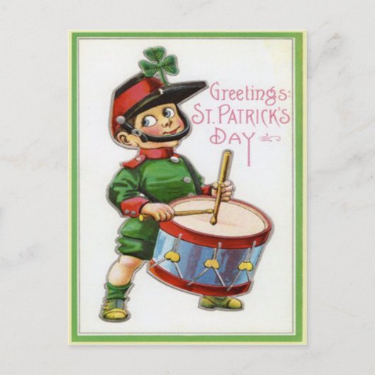 Vintag Retro Kleeblatt Soldier St Patrick's Day Postkarte (Vorderseite)