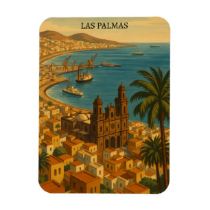 Vintag Retro Las Palmas Gran Canaria City View Magnet