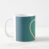 Vintag Retro Love Birds Herzen Aquamarin BlueTurqu Kaffeetasse (Links)