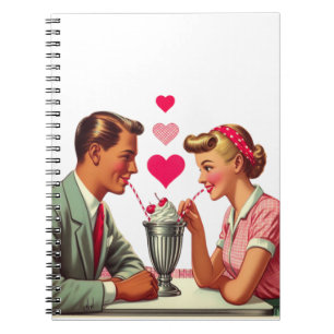 Vintag/Retro Malzgeschäft der 50er Jahre Valentine Notizblock