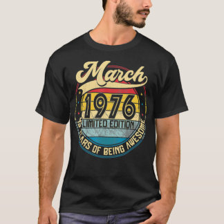 Vintag Retro März 1976 45. Geburtstagsgeschenk 45 T-Shirt