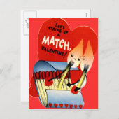 Vintag Retro Matchbook Valentine Feiertagspostkarte (Vorne/Hinten)