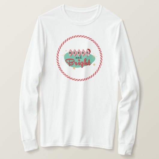 Vintag/Retro Merry & Bright T-Shirt (Design vorne)