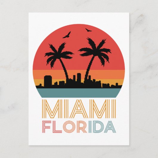 Vintag Retro Miami Florida Postkarte (Vorderseite)
