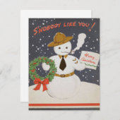 Vintag Retro Militär Weihnachtsschneemann Feiertagskarte (Vorne/Hinten)
