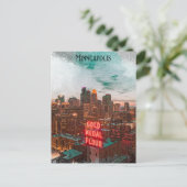Vintag Retro Minneapolis Minnesota Reisen Skyline Postkarte (Stehend Vorderseite)