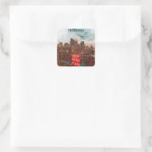 Vintag Retro Minneapolis Minnesota Reisen Skyline Quadratischer Aufkleber (Tasche)
