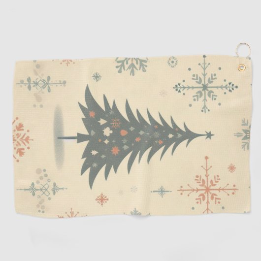 Vintag/Retro Moderne Weihnachten/Winter Golfhandtuch (Horizontal)