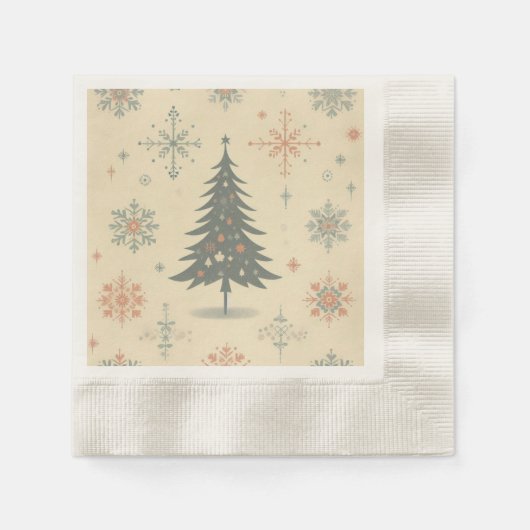 Vintag/Retro Moderne Weihnachten/Winter Serviette (Vorderseite)