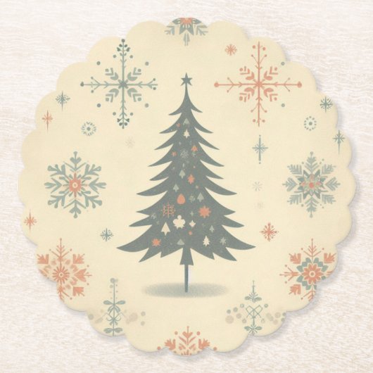 Vintag/Retro Moderne Weihnachten/Winter Untersetzer (Vorderseite)