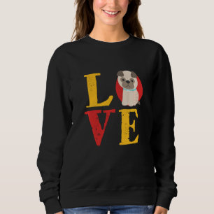 Vintag Retro Mops Welpe Liebe Niedlich Witziger Hu Sweatshirt