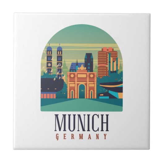 Vintag Retro München Bayern Deutschland Fliese (Vorderseite)