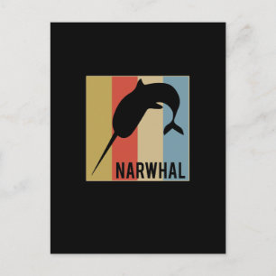 Vintag Retro Narwhal Niedlich Novelty Postkarte