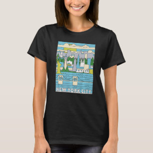Vintag Retro New York City Skyline NY Manhattan T-Shirt