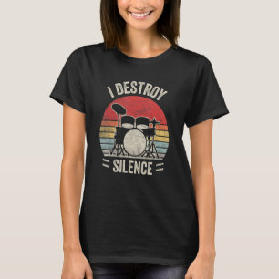Vintag Retro Niedlich Drum Set Rocker Musik Percus T-Shirt