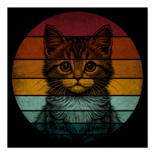 Vintag Retro Niedliche Katze Poster