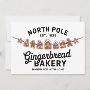 Vintag Retro North Pole Gingerbrot Bäckerei Xmas Feiertagskarte
