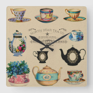 Vintag Retro North Star Tea Blend Company Advert Quadratische Wanduhr