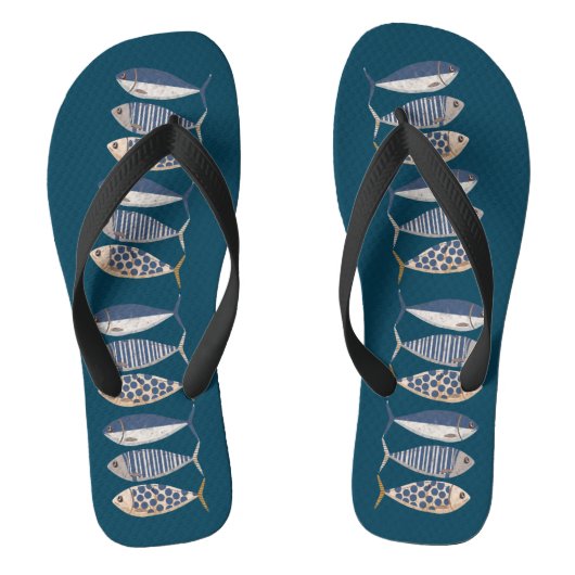 Vintag Retro Not Sardine, Custom Fisherman Badesandalen (Fußbett)