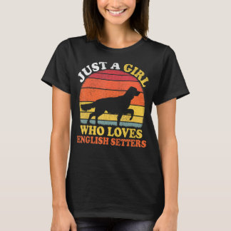 Vintag Retro nur ein Mädchen, das Englisch Setter T-Shirt