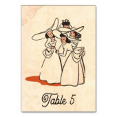 Vintag Retro Old Bridesmaids Comic Rustikale Hochz Tischnummer (Vorderseite)