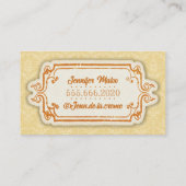 Vintag Retro Orange Visitenkarte (Rückseite)