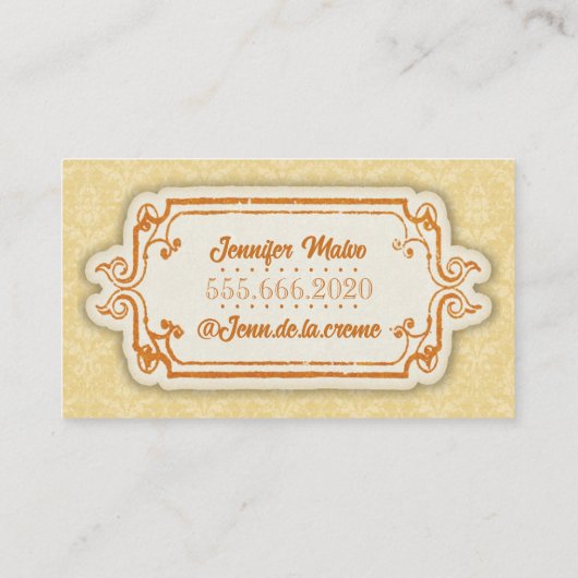 Vintag Retro Orange Visitenkarte (Rückseite)
