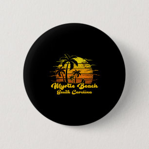Vintag Retro Palm Tree Sunset South Carolina Myrt Button
