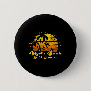Vintag Retro Palm Tree Sunset South Carolina Myrt Button