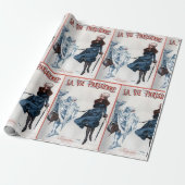 Vintag Retro Paris Frankreich Weihnachten Geschenkpapier (Ungerollt)