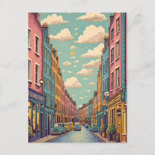 Vintag Retro pastel Dublin Irland Postkarte
