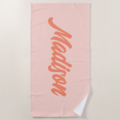 Vintag Retro Peach Pink Personalisiert Strandtuch (Vorderseite)