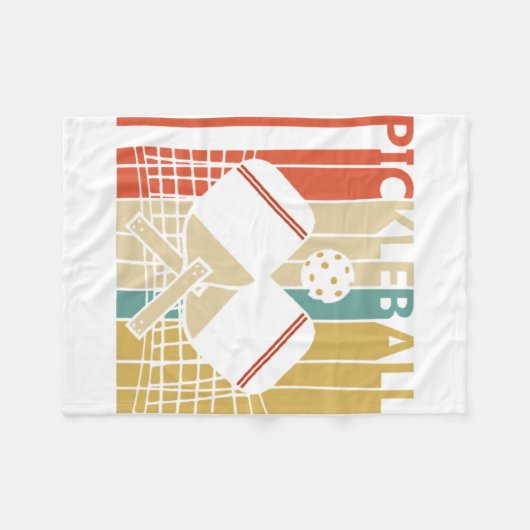 Vintag Retro Pickleball Fleecedecke (Vorderseite (Horizontal))