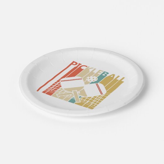 Vintag Retro Pickleball Pappteller (Schrägansicht)