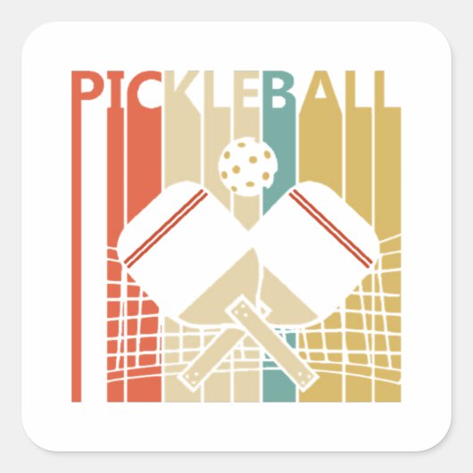 Vintag Retro Pickleball Quadratischer Aufkleber (Vorderseite)