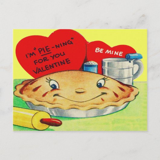 Vintag Retro-Pie Valentine Feiertagspostkarte (Vorderseite)