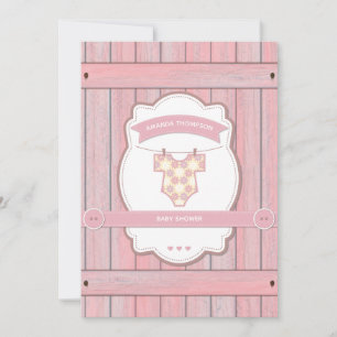Vintag Retro Pink Baby Girl Dusche hinzufügen Foto Einladung