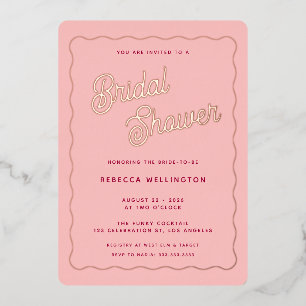 Vintag Retro Pink Fuchsia Wave Brautparty Folieneinladung