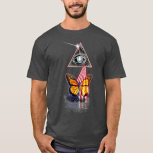 Vintag Retro Prism US-Flag Schmetterling T-Shirt