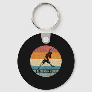 Vintag Retro Proud Badminton Mama Silhouette Sunse Schlüsselanhänger