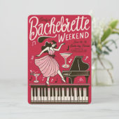 Vintag Retro Red Bachelorette Wochenende Einladung (Stehend Vorderseite)