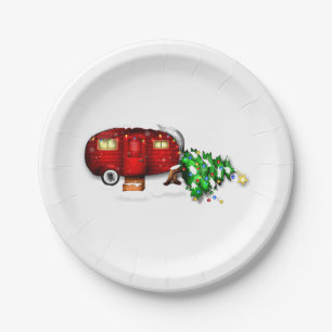 Vintag Retro Red Camper Weihnachtsbuch Teller