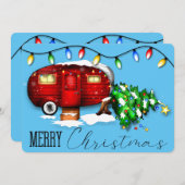 Vintag Retro Red Camper Weihnachtskarte Feiertagskarte (Vorne/Hinten)