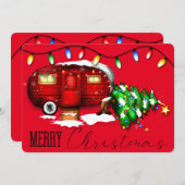 Vintag Retro Red Camper Weihnachtskarte Feiertagskarte (Vorne/Hinten)