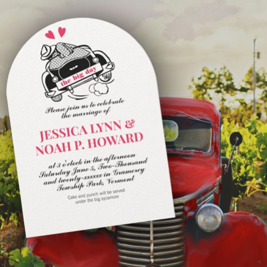 Vintag Retro Red Classic 50er Cabrio Car Einladung