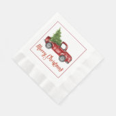 Vintag Retro Red Truck Weihnachtsbuch Napkins Serviette (Ecke)