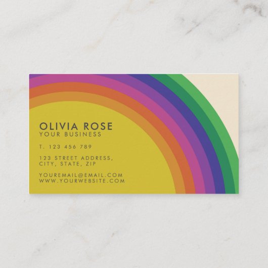 Vintag Retro-Regenbogen Visitenkarte (Rückseite)