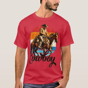 Vintag Retro Rodeo Cowboy Pferderücken Reitsport E T-Shirt