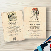 Vintag Retro Romantische Couple 50er Comic Hochzei Einladung